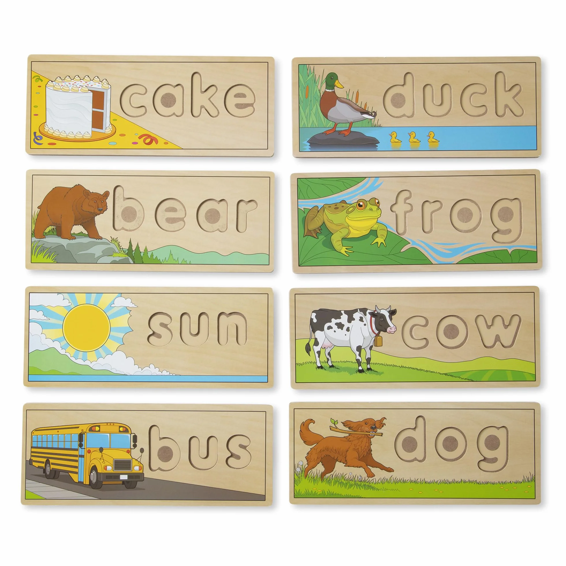 Melissa & Doug Voir Et Épeler en Anglais - 8 Planches À Double Face - Jeu Éducatif en Bois - Jouet Développement Apprentissage - Cadeau Enfant 4 Ans+