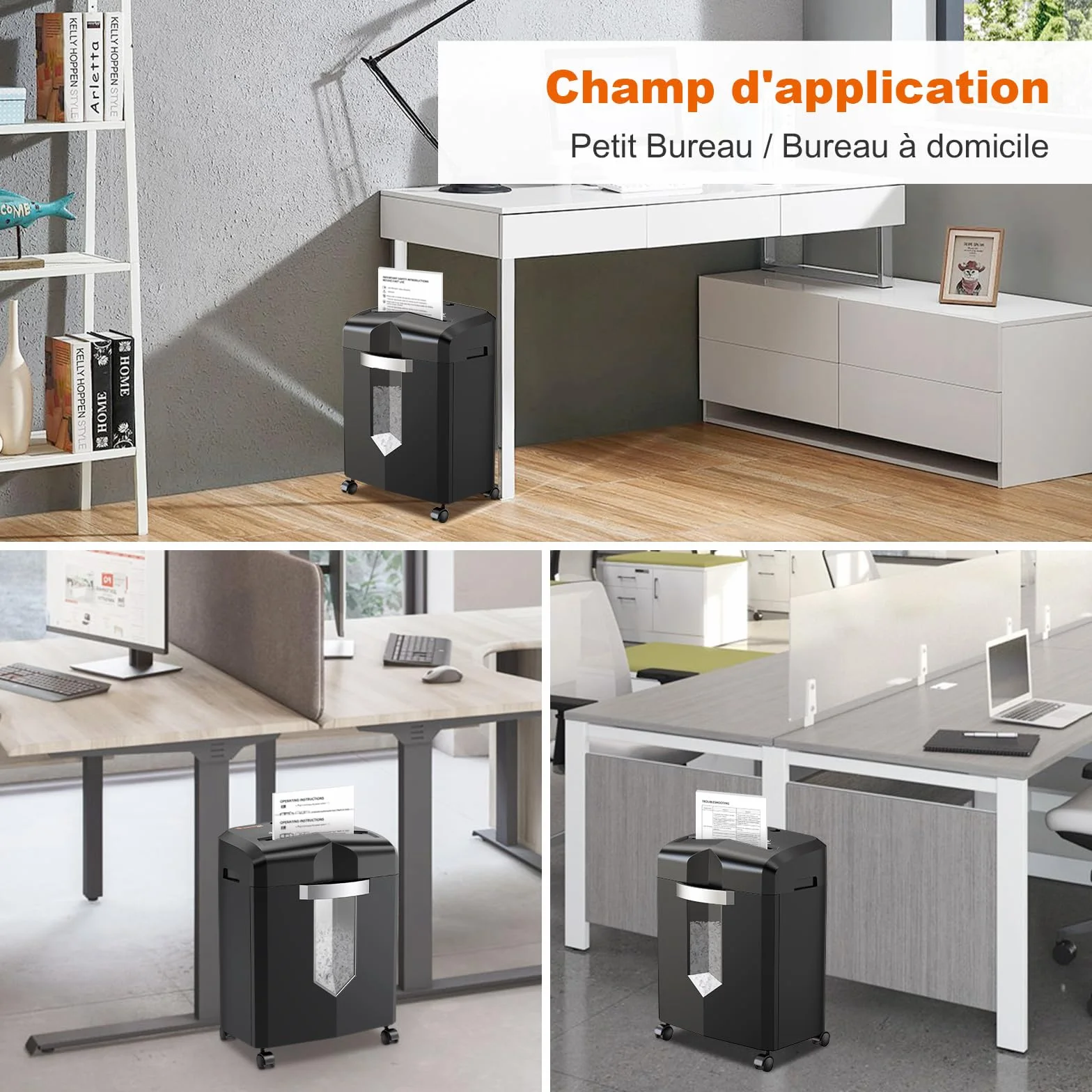 Bonsaii Destructeur de Documents 12 Feuilles Micro-Cut 60 Minutes 16 Litres C266-B