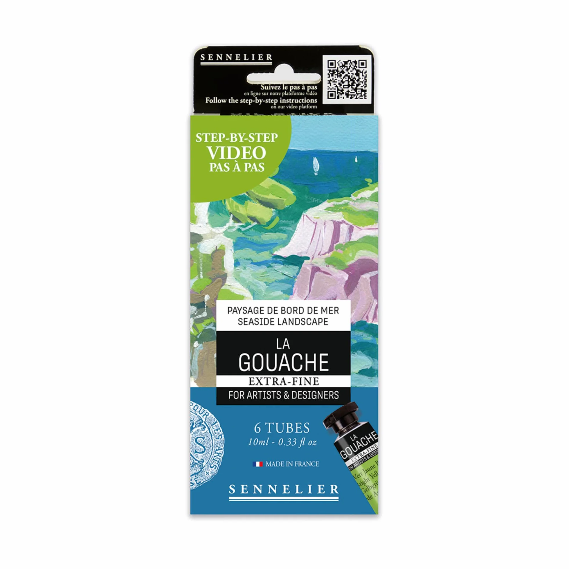 Sennelier Coffret Gouache Extra-Fine 6 Tubes 10ml Peinture Ultra-Mate Opaque Fabriqué en France