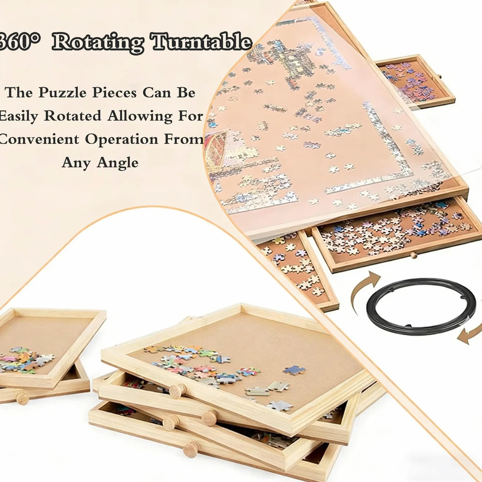 Plateau De Puzzle Bois,Table De Puzzle avec Rangement,Table à Puzzle Portable,Puzzle Table LéGer Et Portable,AntidéRapante,avec Tiroirs De Tris,Peut Contenir Jusqu'à 1000 PièCes