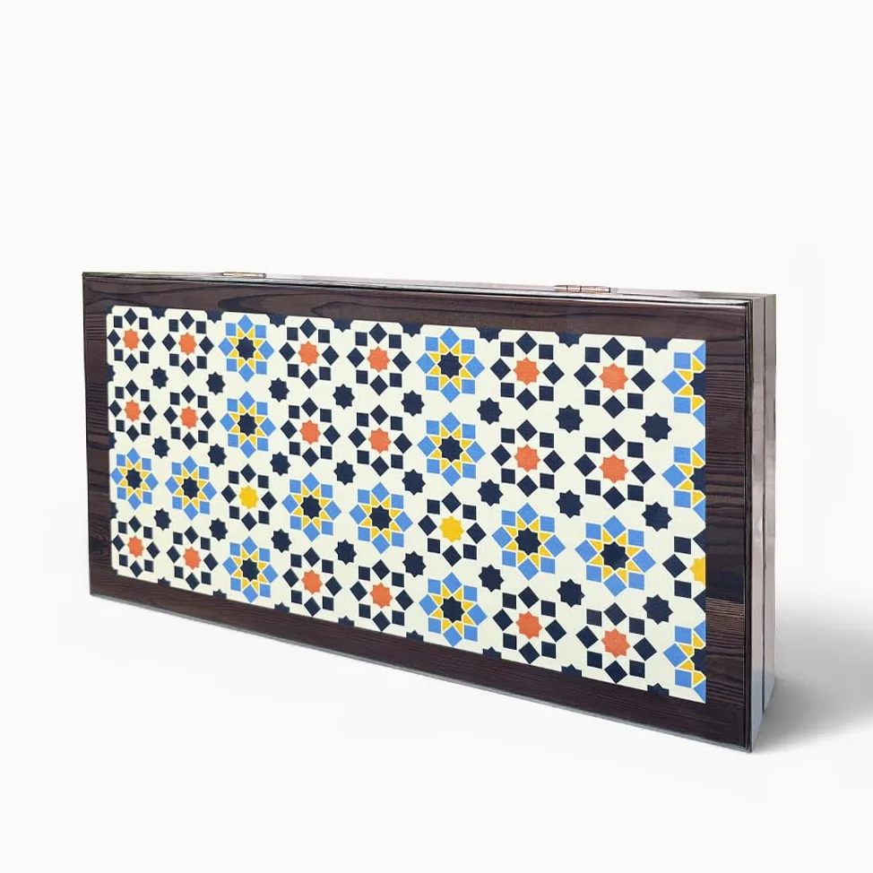 Biggdesign Star Backgammon | Boîtier magnétique en MDF avec revêtement anti-rayures, finition vernis 2 couches