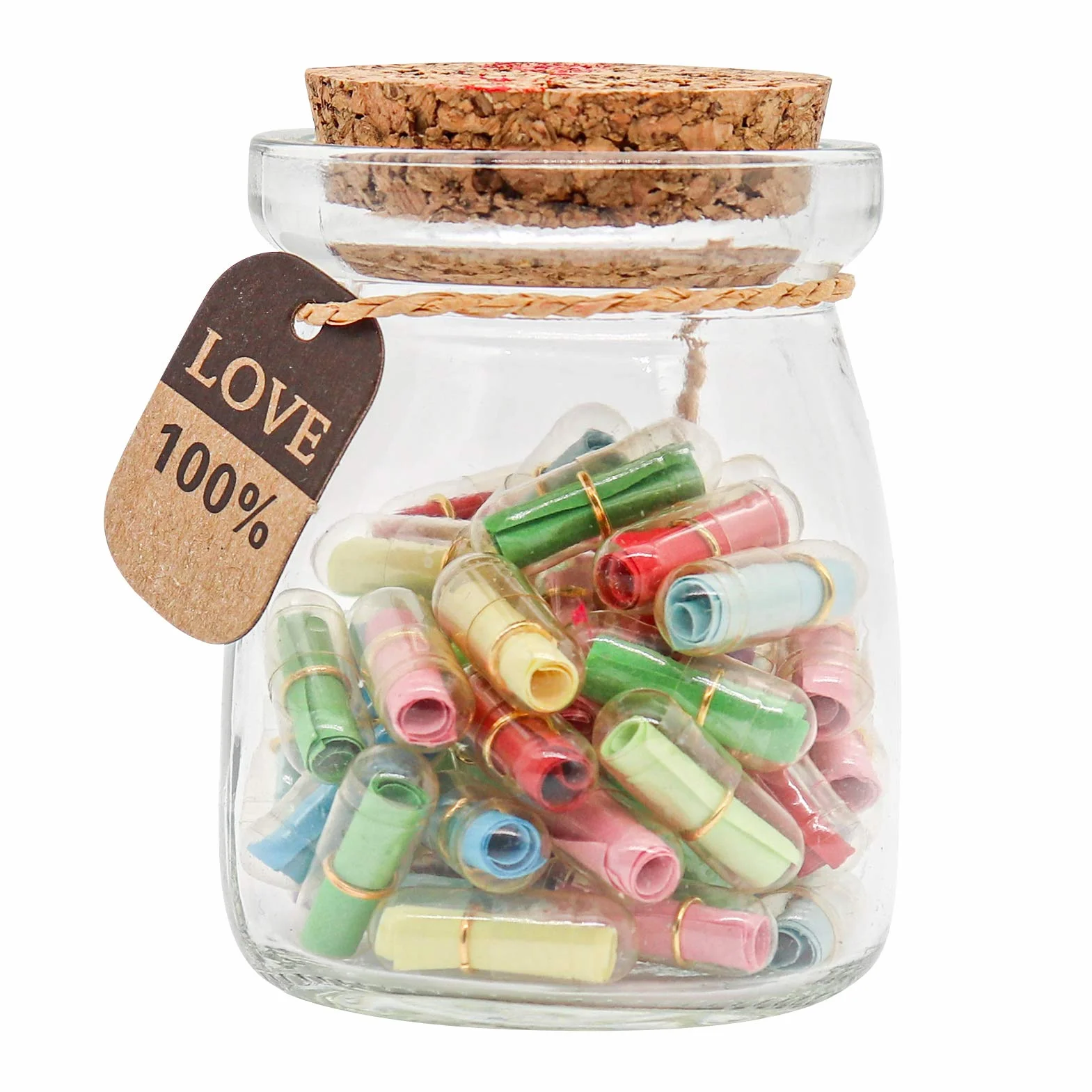Lot de 60 lettres en forme de capsule avec message dans une bouteille, cadeaux pour anniversaire, Noël