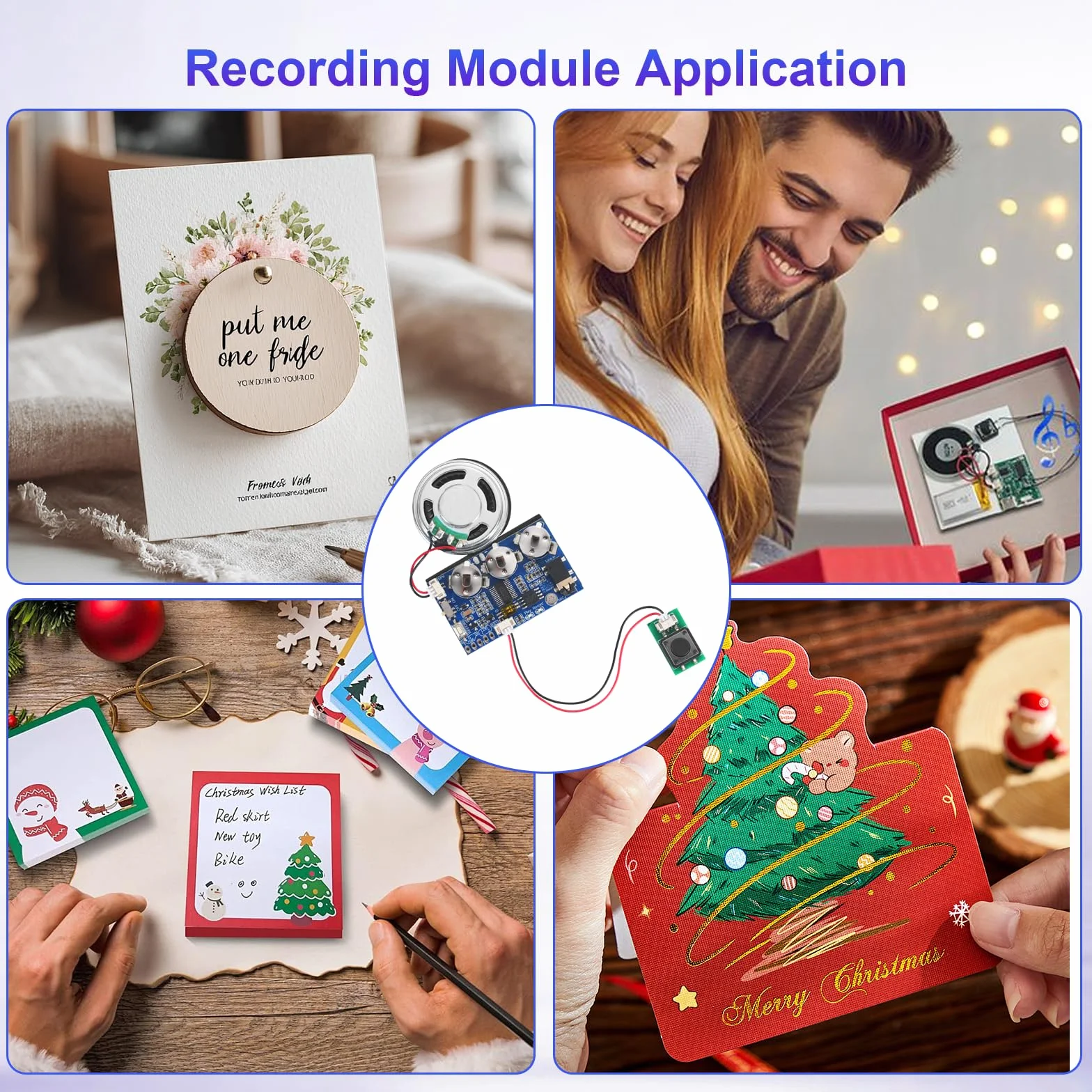 Module Enregistrement Vocal Enregistrable avec Clavier, Microphone et Bouton de Lecture pour Cartes de vœux