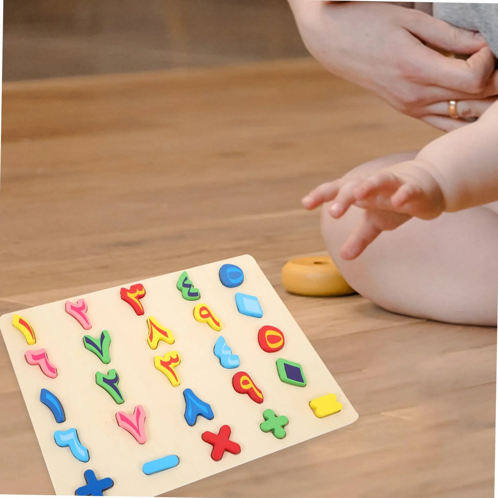 Puzzle en Bois Éducatif Chiffres et Alphabet Arabe Jouet Reconnaissance des Formes Mémoire Préscolaire