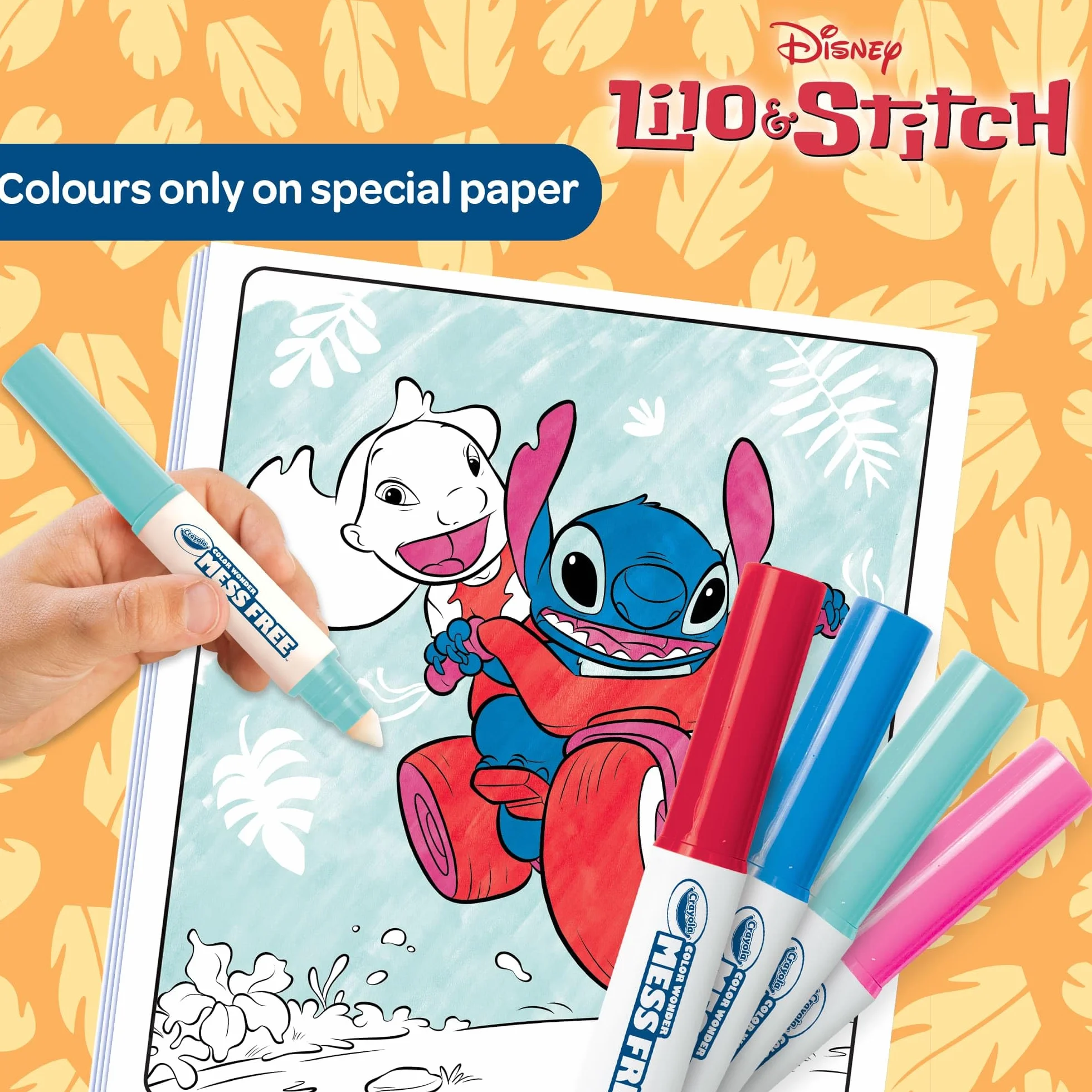 CRAYOLA Color Wonder Kit Coloriage 18 Pages 4 Feutres Anti-tache Lilo & Stitch Enfants 3-5 Ans
