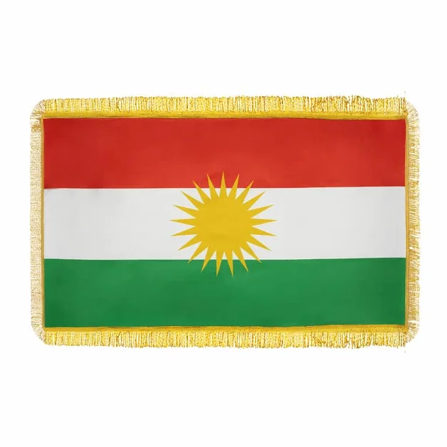 Drapeau Kurdistan 145 x 85 cm Côtés dorés