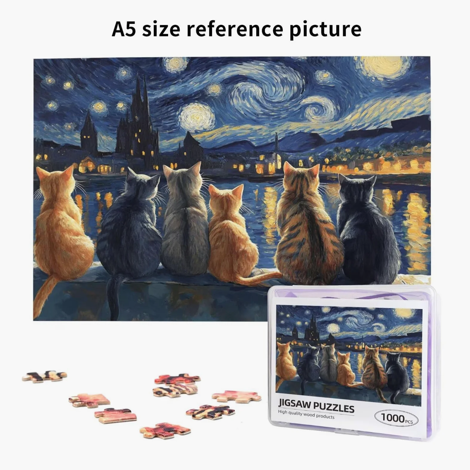 Puzzle 2000 Pièces Adultes Chat 100x70cm Puzzle Adulte 2000 Pièces, Jigsaw Classiques Débutante Jeu de Patience, Décoration de Pâques Unique, Classiques Décoration Intérieure Cadeau Ciel étoilé p-665