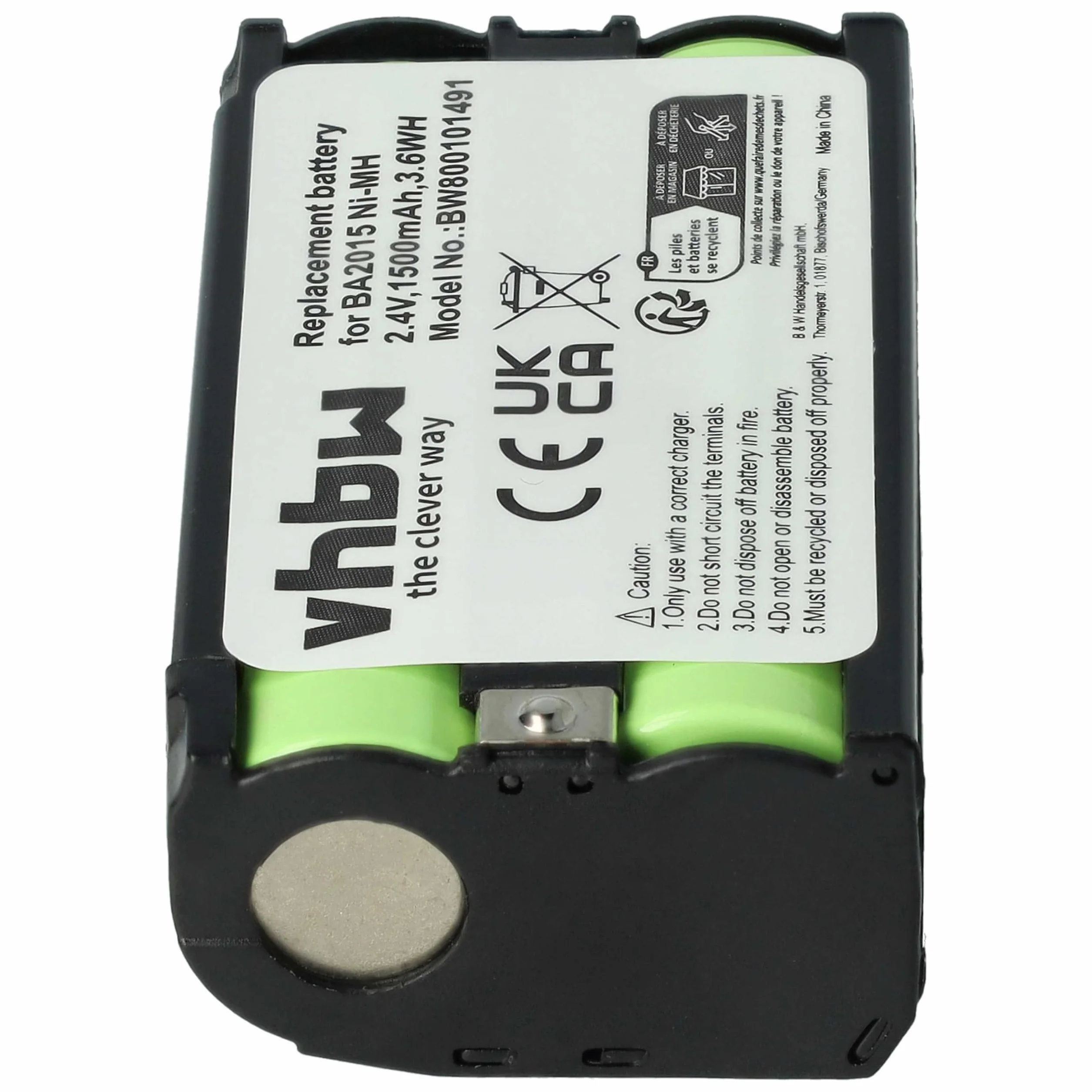 vhbw Batterie Remplacement pour Sennheiser BA2015 BA-2015 Micro 1500mAh 2,4V NiMH