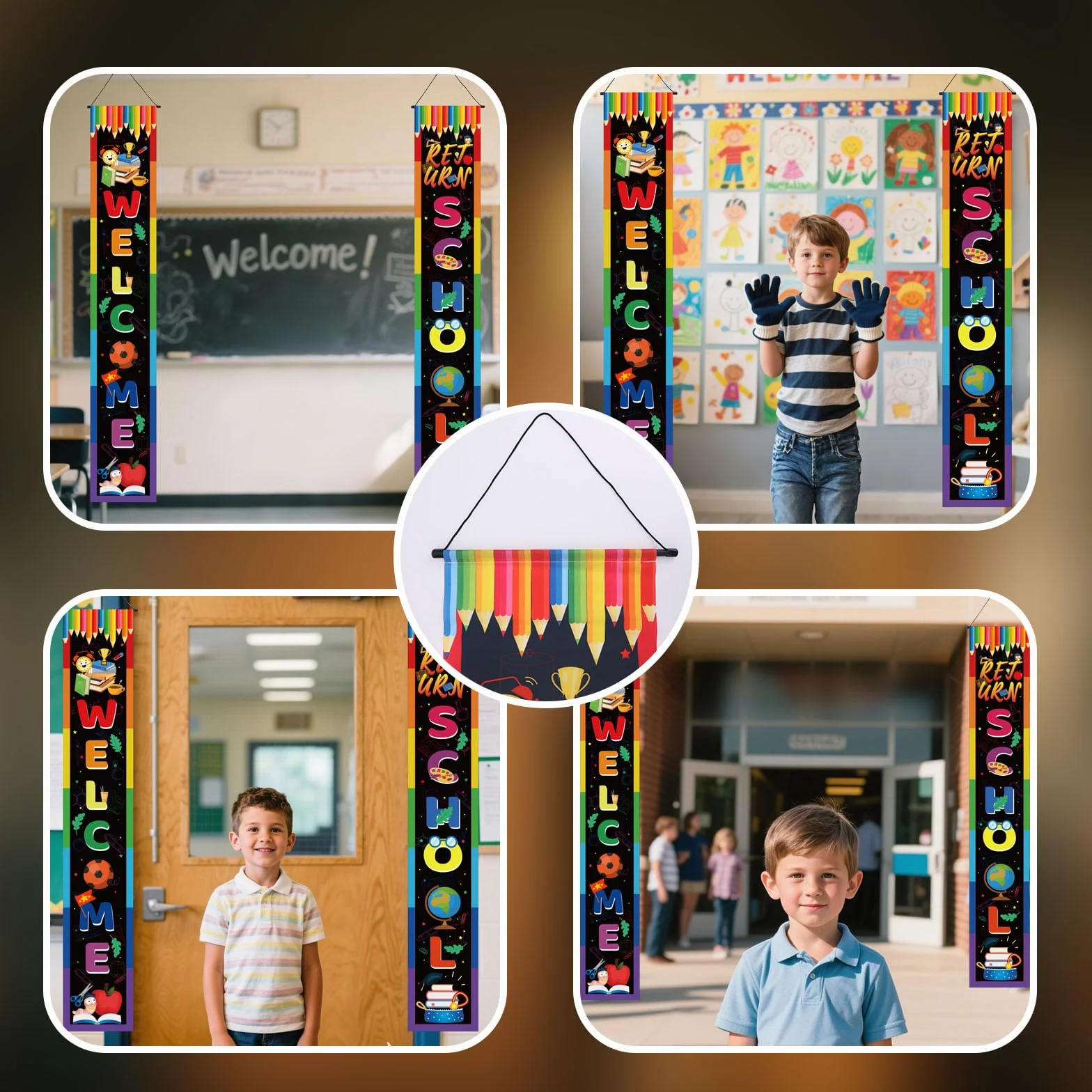 BOXOB Lot de 2 Banderoles Bienvenue à l'École Décoration de Porche