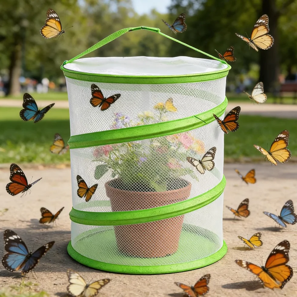 RANJIMA Cage pour insectes et papillons - Design pop-up Pliable En filet - Plein air