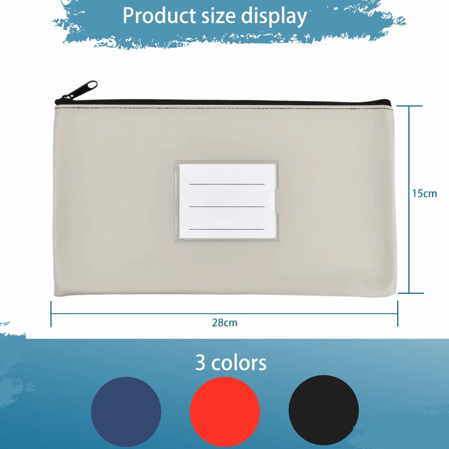 Sac de Billet en PU 28x15cm A5 Pochette de Dépôt Bancaire avec Fermeture Éclair Portefeuille Bancaire