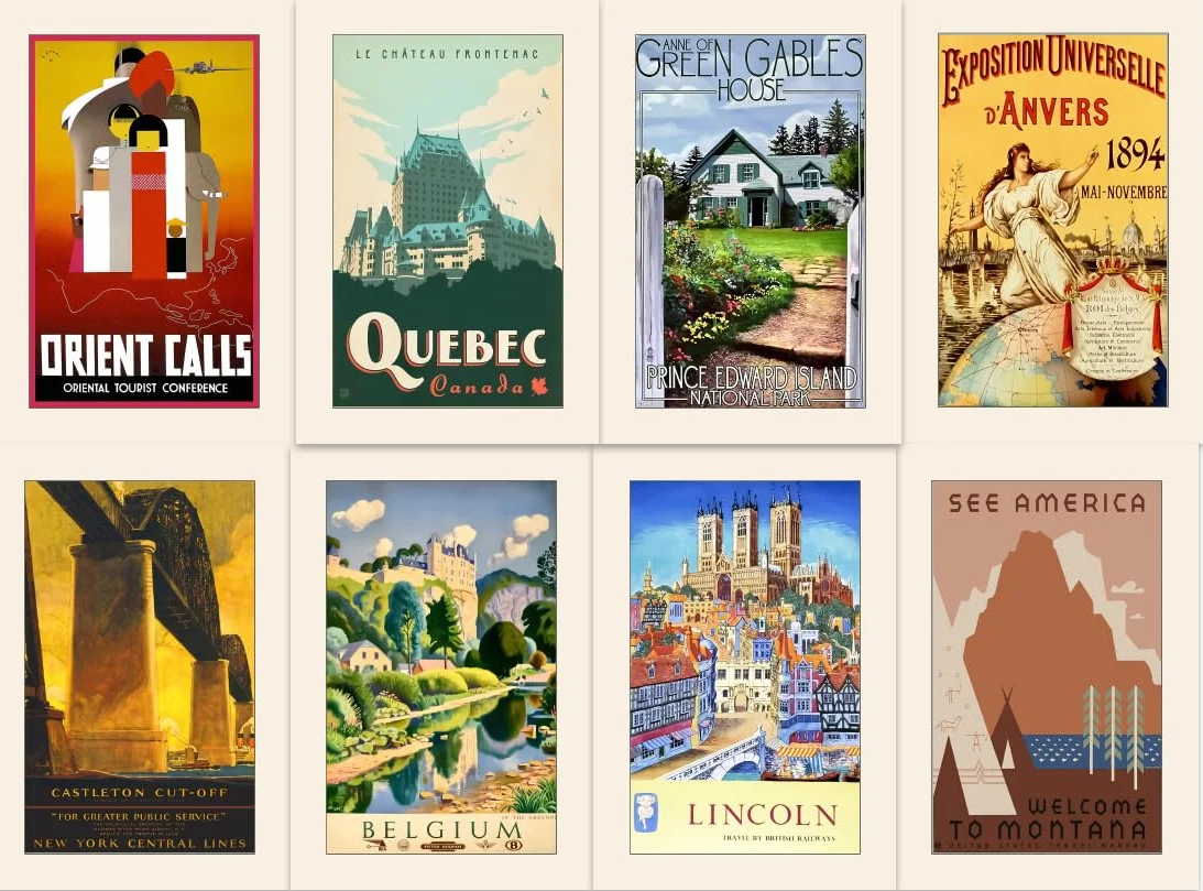 Lot de 40 cartes postales de voyage anciennes destinations populaires Multipack