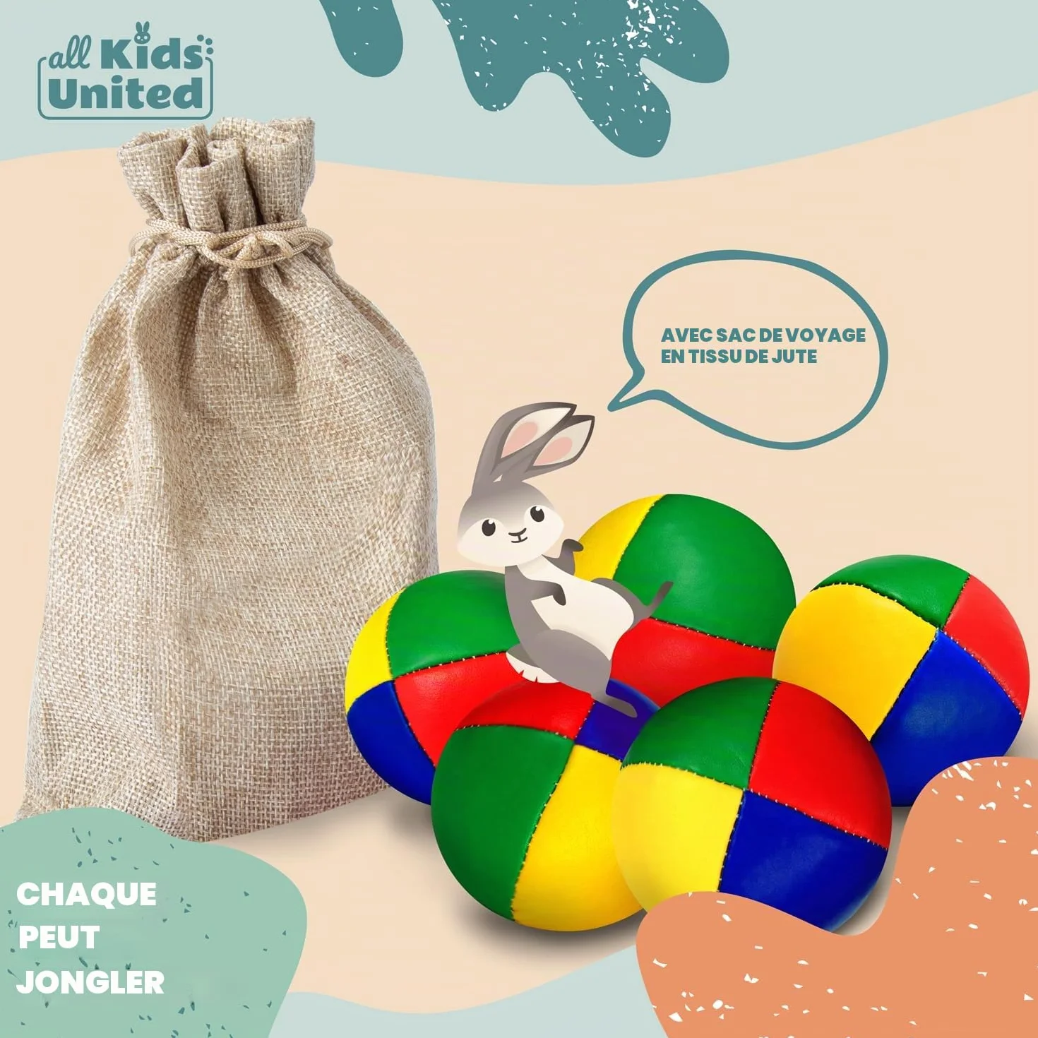 Set de 5 balles de jonglage professionnelles en sac jute pour débutants et avancés