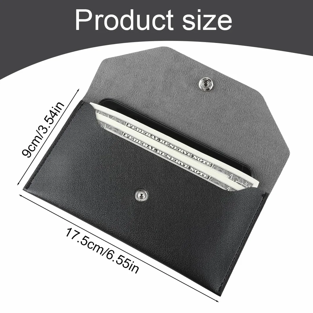 Enveloppe en Cuir pour Argent Réutilisable Portefeuille Rétro Noir