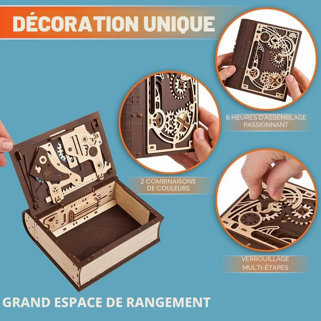 UGEARS Boite Secrete Puzzle 3D Bois Adulte - Maquette en Bois A Construire, Maquette Adulte DIY Construction Maquettes Et Modélisme Casse Tête, Steampunk Boite Cadeau Loisirs Créatifs Adultes