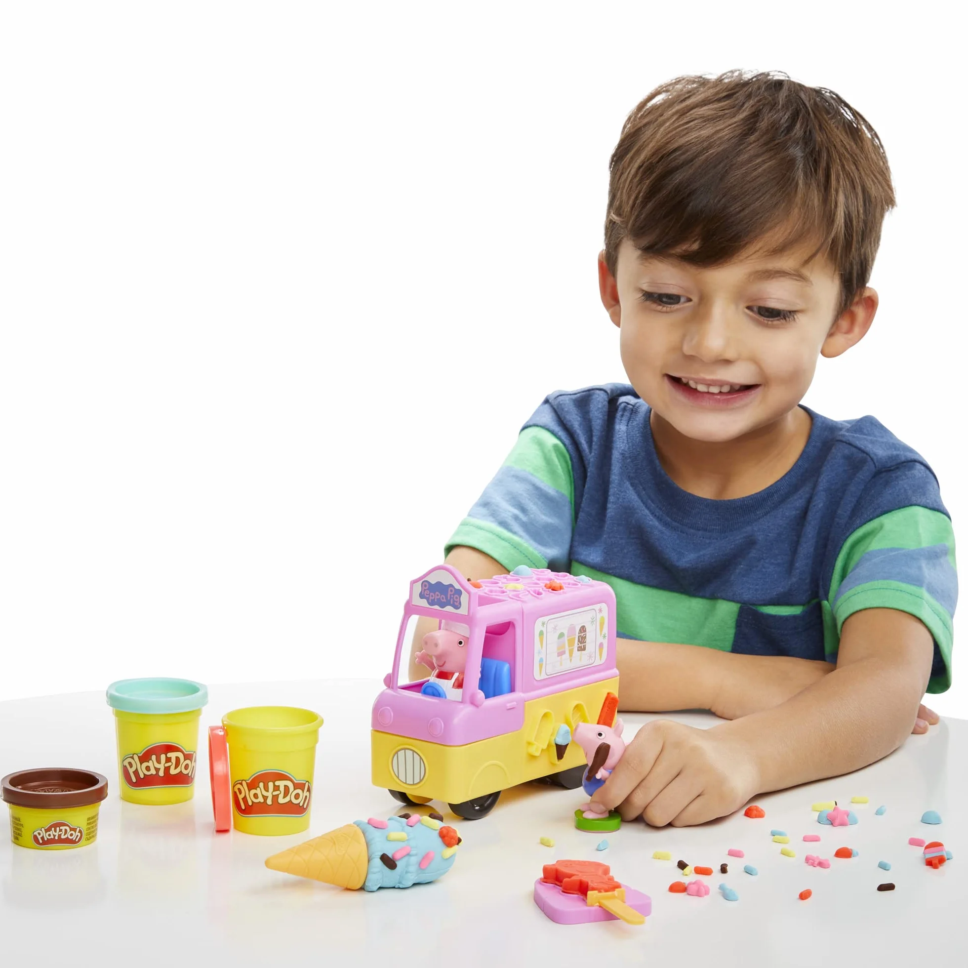 Play-Doh Peppa Pig Le Camion de Glaces Figurines Pâte à Modeler 5 Pots Jouet Créatif 3 Ans