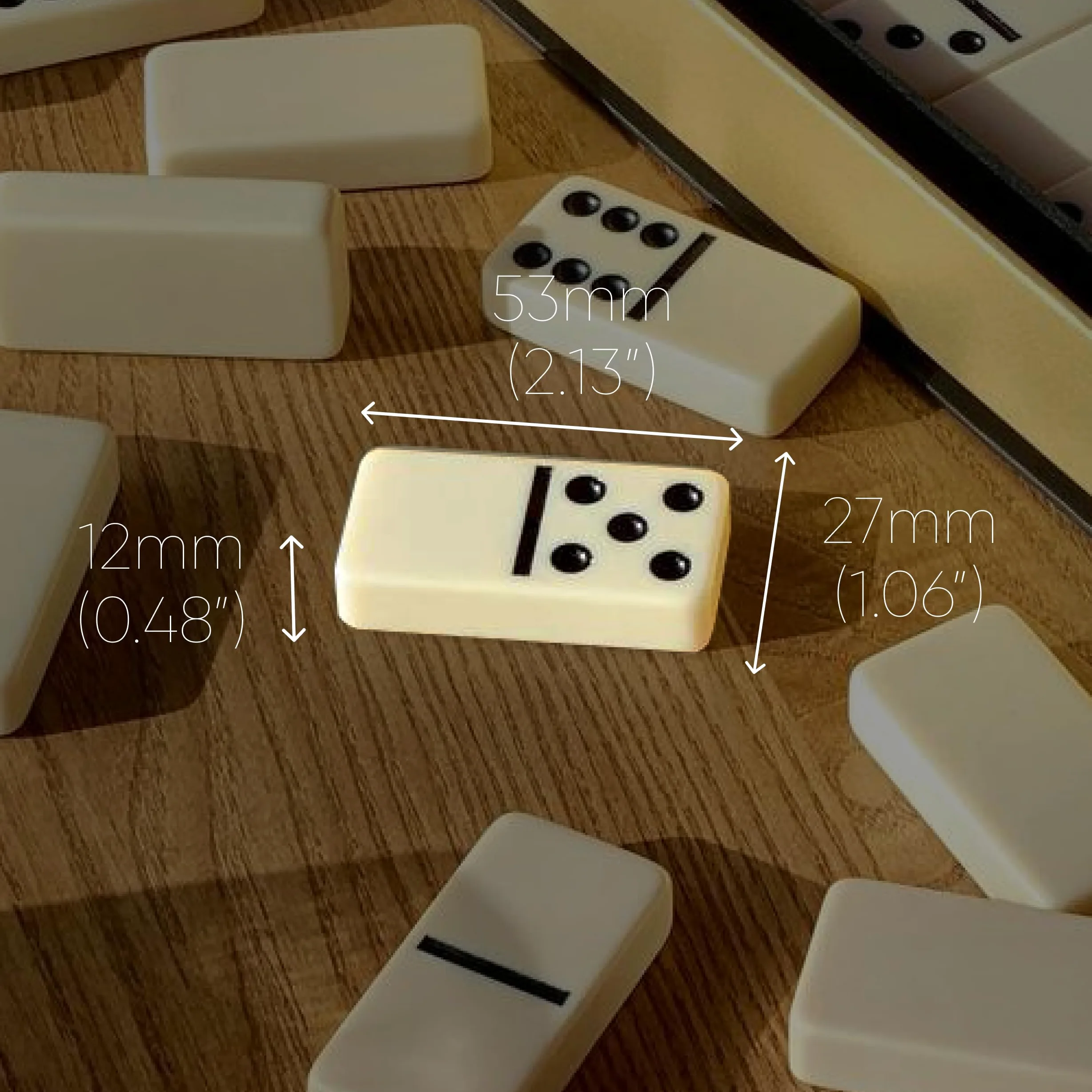 Ensemble de dominos de luxe en carbolite et bois - Fabriqué à la main - Jeu familial élégant dans une boîte en bois pour famille et amis - Blanc