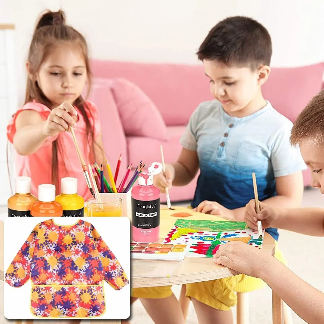 Tablier Peinture Enfant Imperméable Manches Longues Blouse d'Art 2-8 Ans Garçon Fille