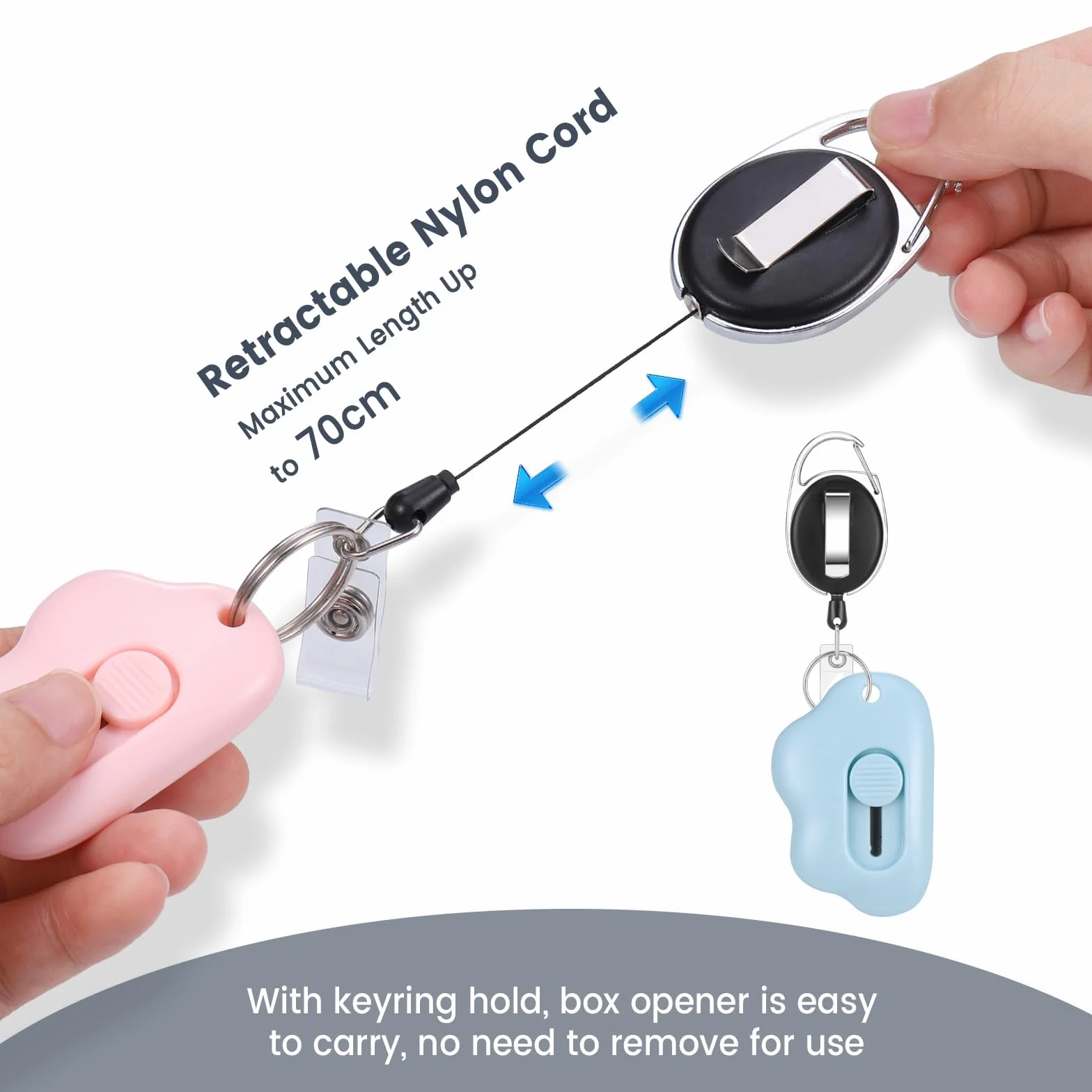 JIANTA Couteau de Papeterie, 3PCS Mini Couteau Utilitaire Portable avec Porte-clés Retractable, Ouvre-Lettre, Cutter Standard