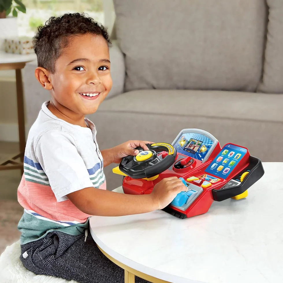 VTech Super Console Turbo Pilote Simulateur de Conduite Écran Couleur Tableau de Bord Courses Voitures Apprentissages Jeux Cadeau Enfant 3-8 Ans Français