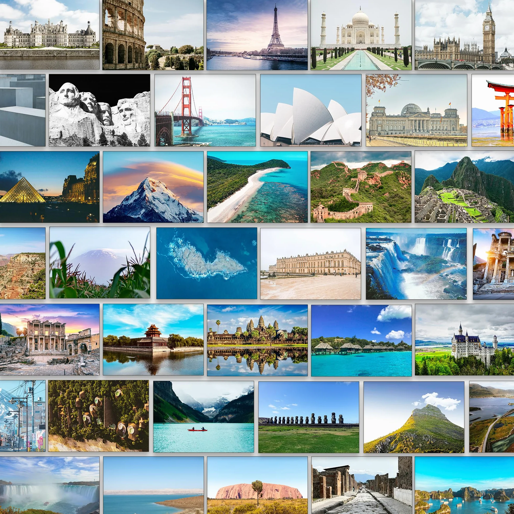 64 cartes postales Célèbres lieux Monuments emblématiques postcrossing