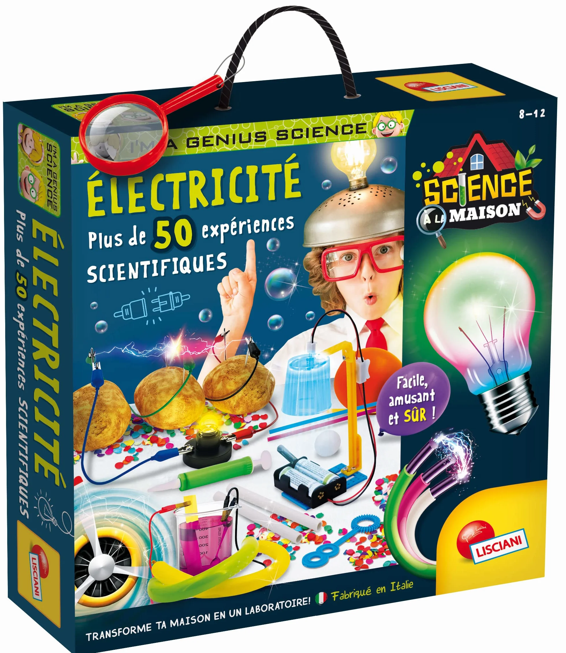 LISCIANI I'm A Genius ELECTRICITE Kit Scientifique 50+ Expériences Électricité Enfants 8-12 ans