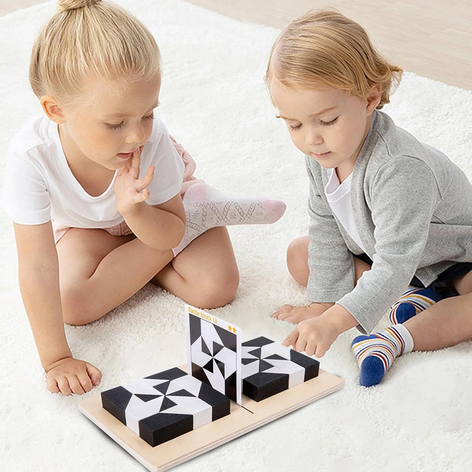 Block Puzzle Battle - Ensemble de Blocs en Bois, Puzzle Géométrique