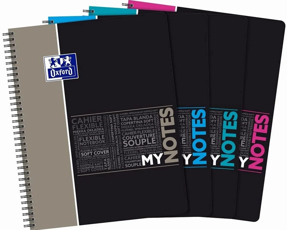 OXFORD MyNotes Cahier Spirale A4+ Grands Carreaux Seyès 160 Pages Reliure Intégrale