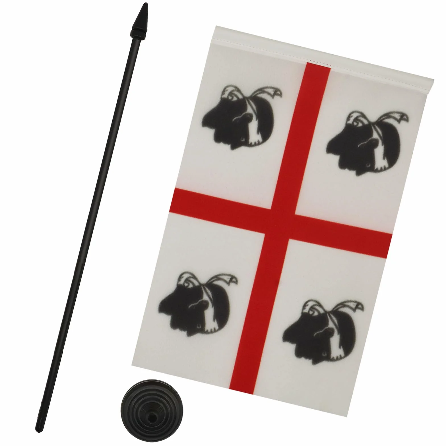 Drapeau De Table Sardaigne 21x14 cm - Petit Drapeau Sarde De Bureau 100% Polyester Avec Hampe 25cm