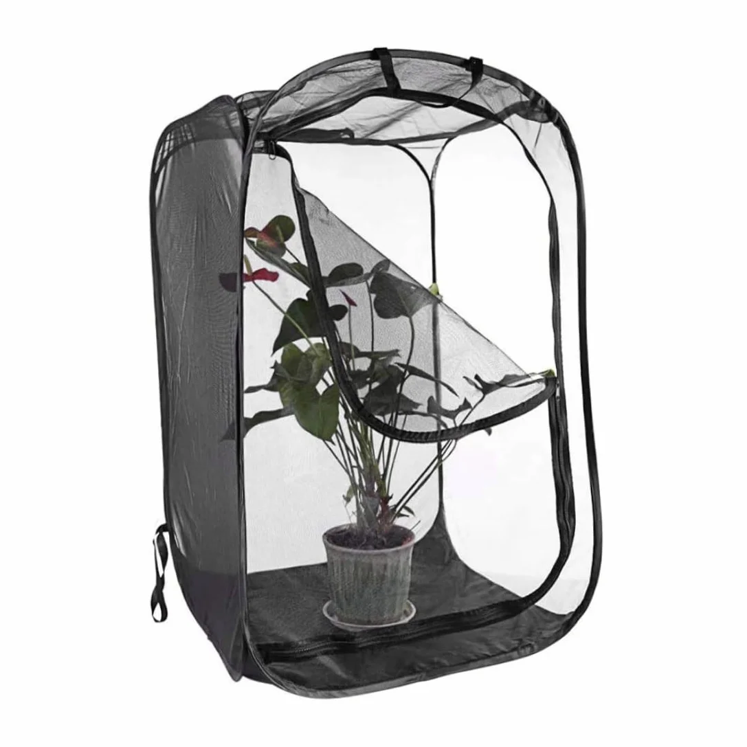 Cage Papillon 16x16x24inch Maison Transparente Pliable avec Fermeture éclair