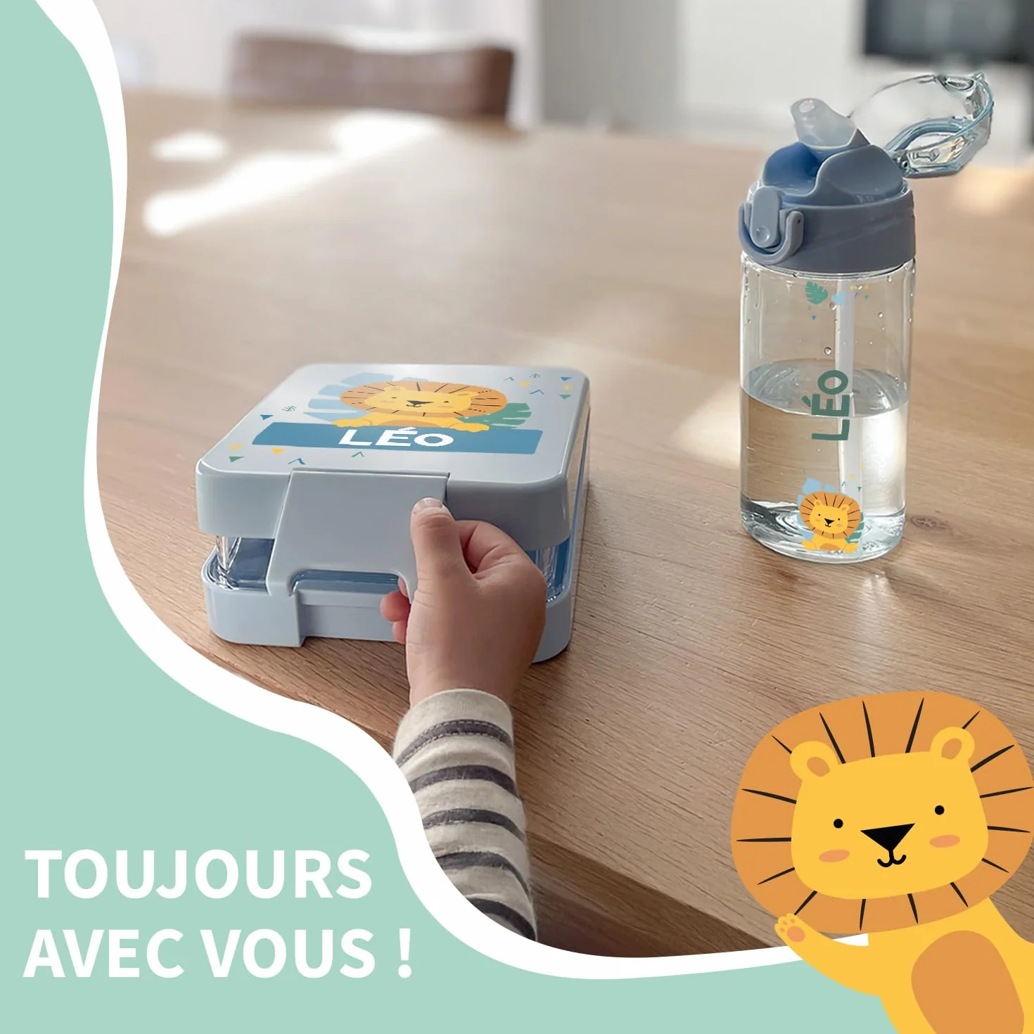 BIENMARQUER Coffret gourde personnalisable enfant 450 ml sans BPA plastique