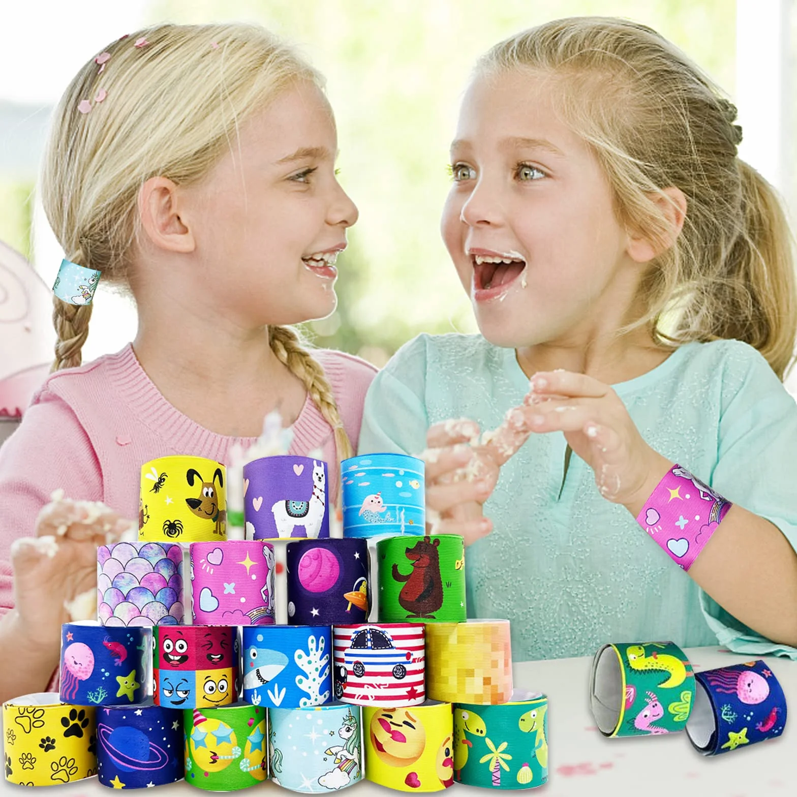 Slap Bracelet 24/30/50 pcs Animaux Dinosaures Licorne Sirène Enfants Filles Garçons
