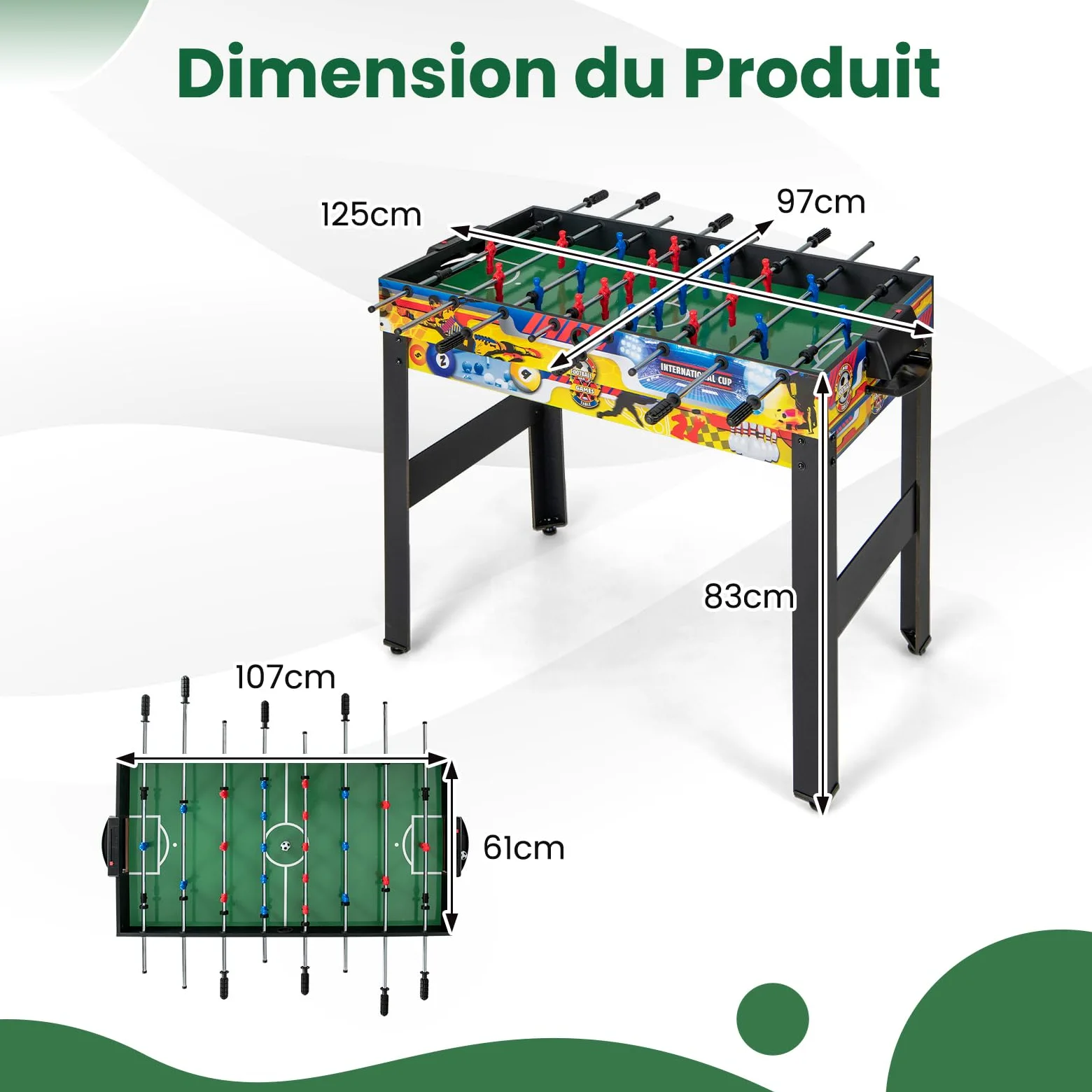GOPLUS 12-en-1 Table Babyfoot,Table de Jeux Multifonctions avec Baby-Foot, Billard, Tennis de Table, Hockey, Bowling, Shuffleboard, et Plus Encore, pour Enfants et Adultes