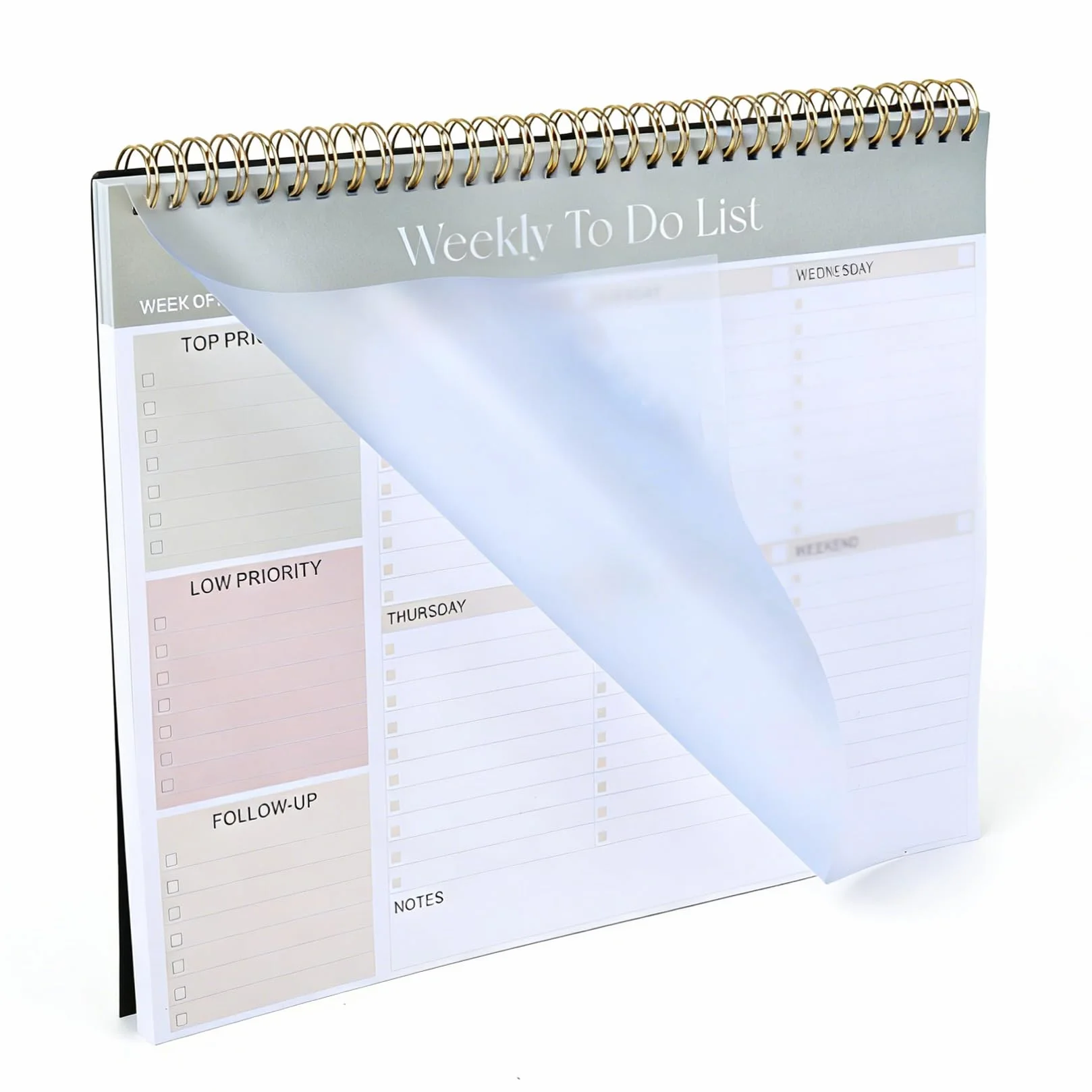 Cahier To Do List Bloc Notes, Bloc Planificateur Hebdomadaire 52 Feuilles, 28 x 21,5 cm