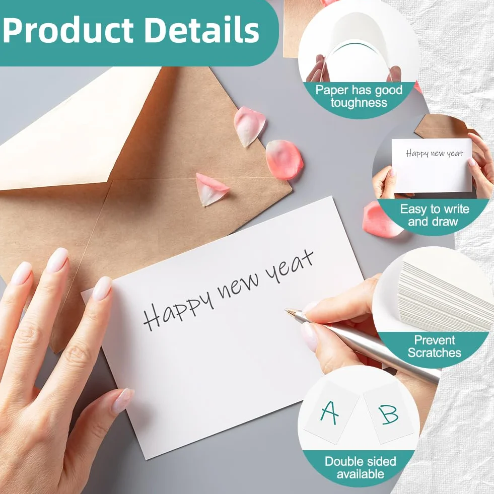 Cartes Postales Vierges A6 54pcs Blanc 15x10cm 210g/m² pour Imprimante Écriture DIY