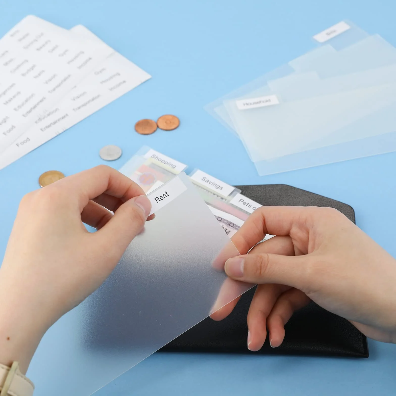 Lot de 11 Enveloppes pour Espèces, Portefeuille de Trésorerie, Planificateur Budgétaire, Classeur en Cuir Synthétique
