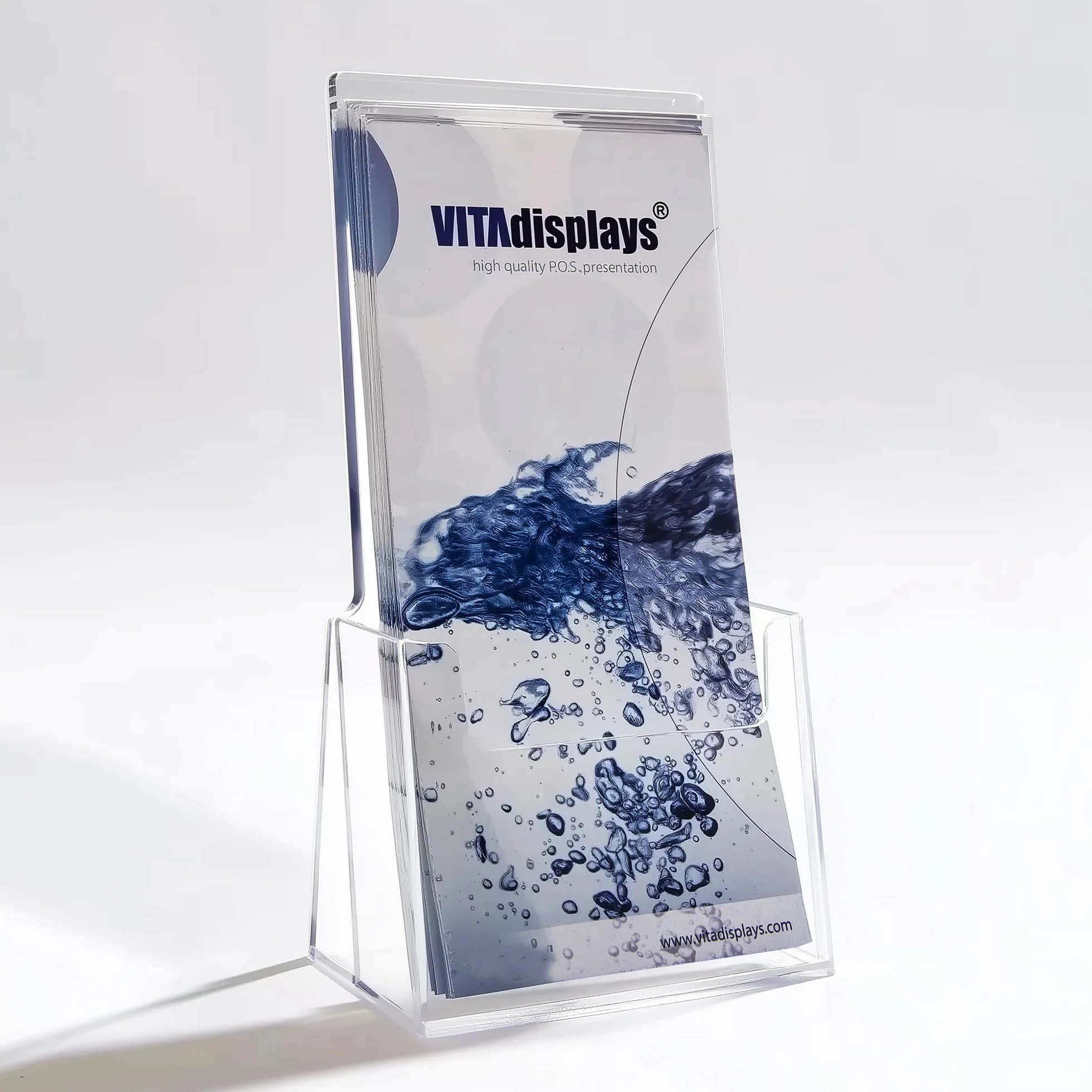 VITAdisplays Porte-brochures DIN Lang (DL) de table transparent polystyrène