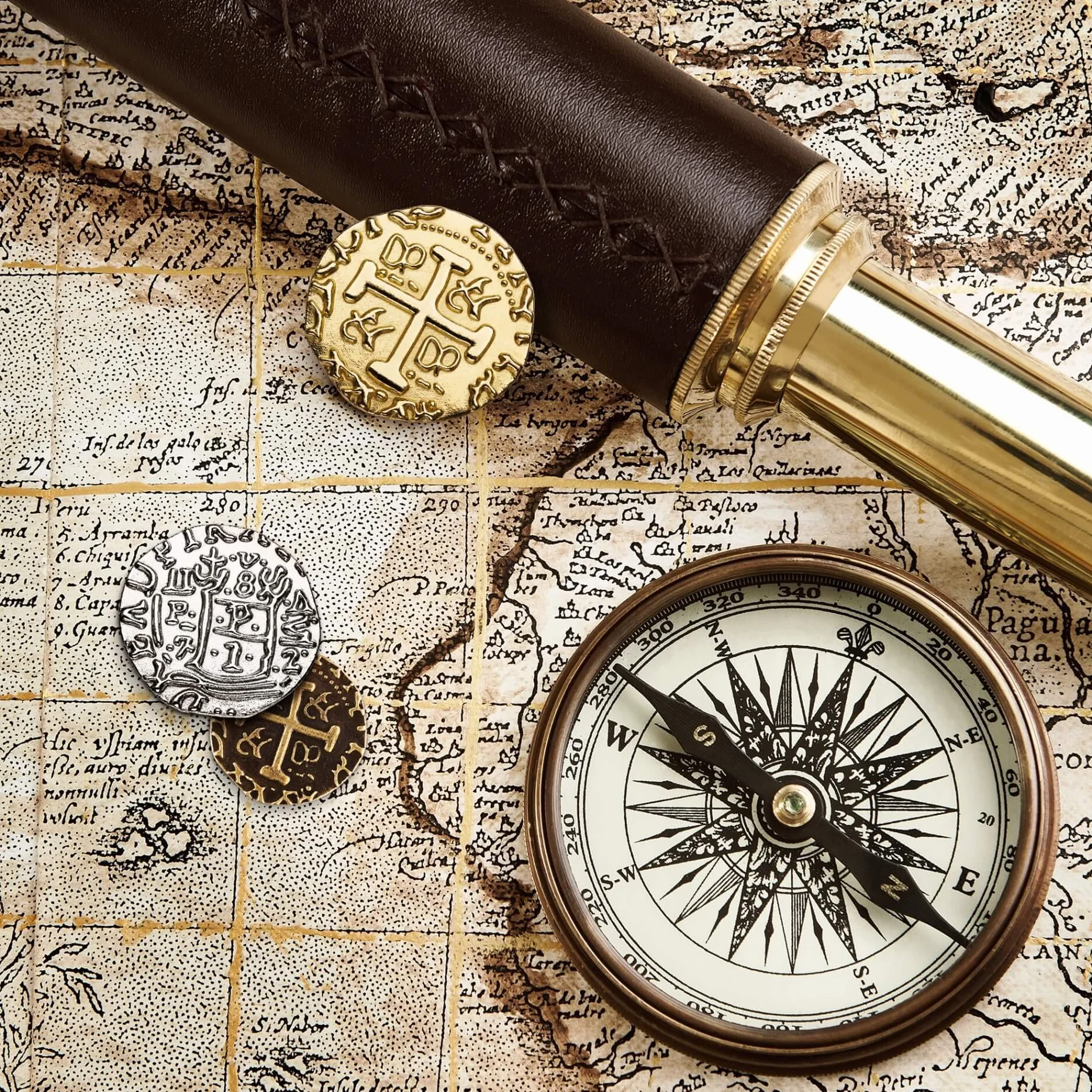 Pièces Pirates en Métal - 36 Pièces d'Or, Argent et Bronze pour Jeux de Société