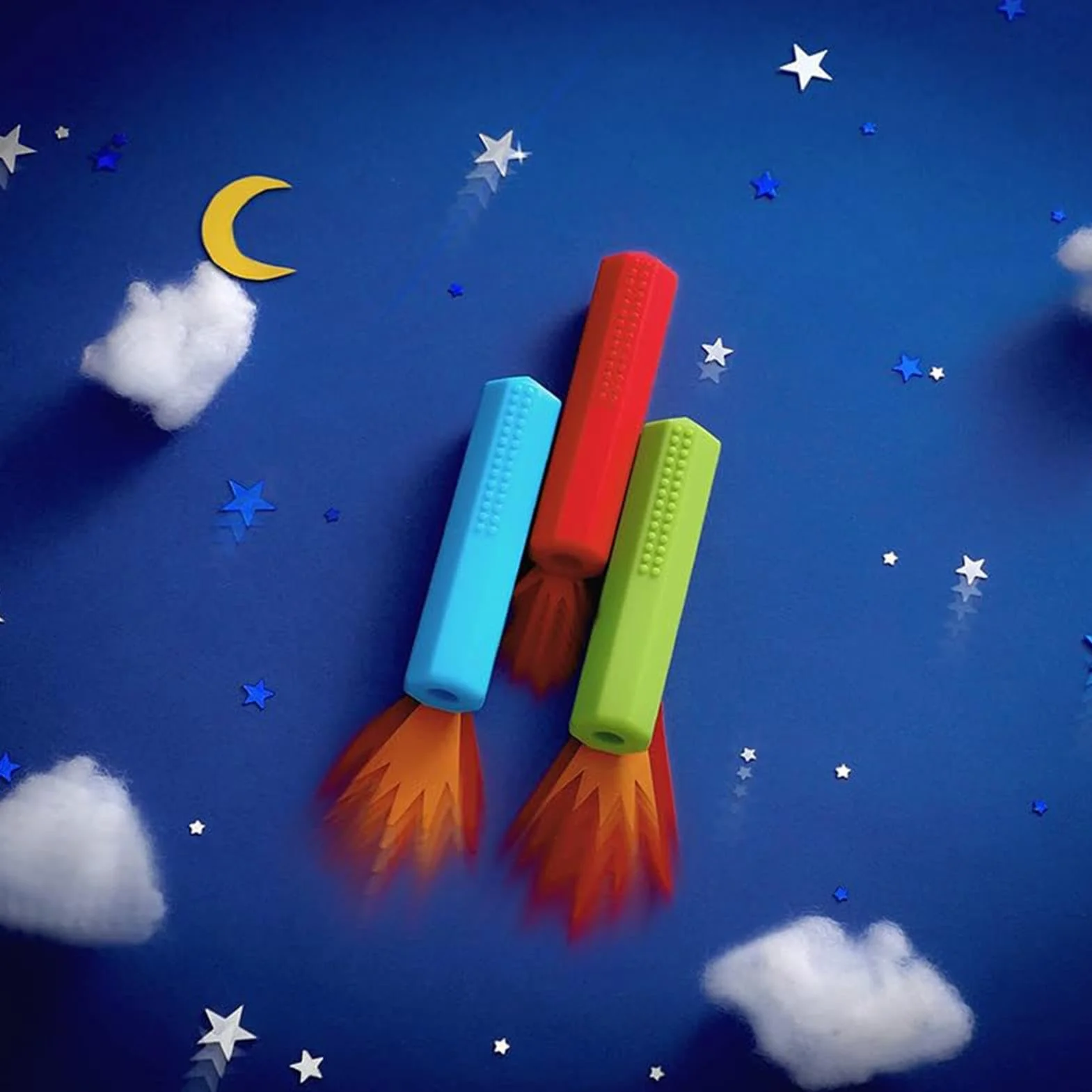 Crayons sensoriels à mâcher - Tubes lestés en silicone pour TDAH - Lot de 3, outil apaisant pour école