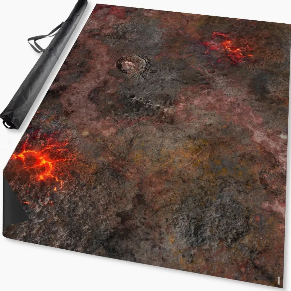 Terrain Crate Hellscape Tapis de jeu en néoprène 6 x 4 | Lava & Chaos Mat | Compatible avec Warhammer 40 000, Age of Sigmar, Kill Team, Firefight et plus encore. 180 x 120 cm. Sac de transport inclus.