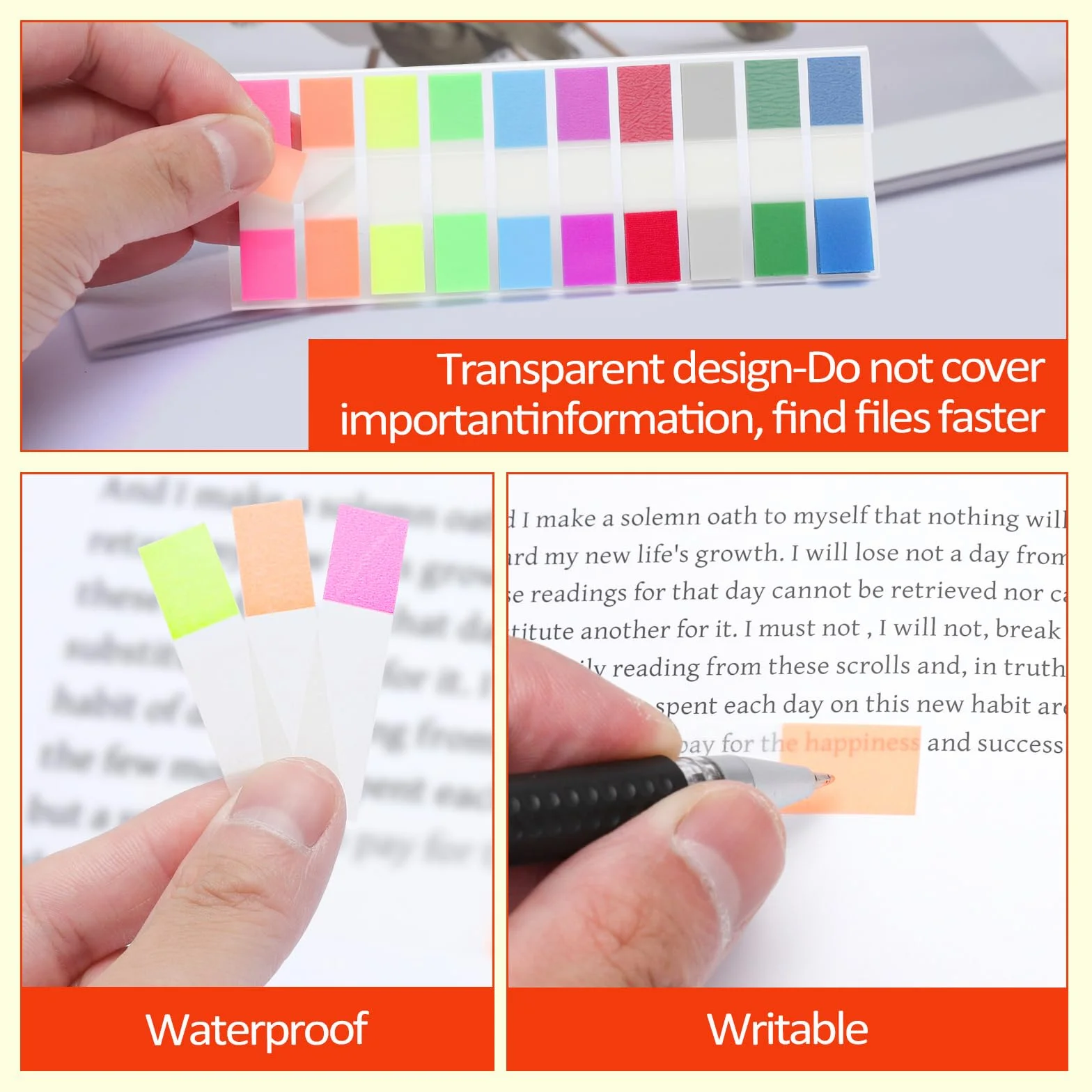 Post it Marque Pages Adhésifs 1000 Feuilles 10 Couleurs Réinscriptibles