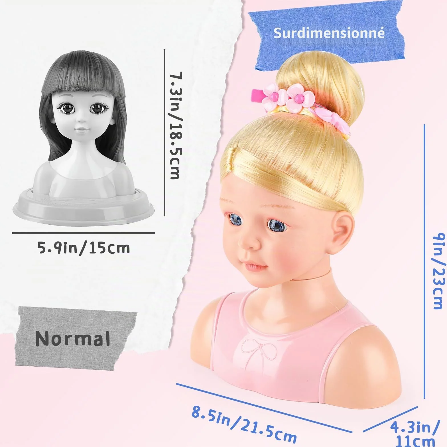 deAO Tête à Coiffer Enfant 27Pièces, Poupée Coiffure et Maquillage, Jouet Coiffure Créative pour Filles 3-10 Ans