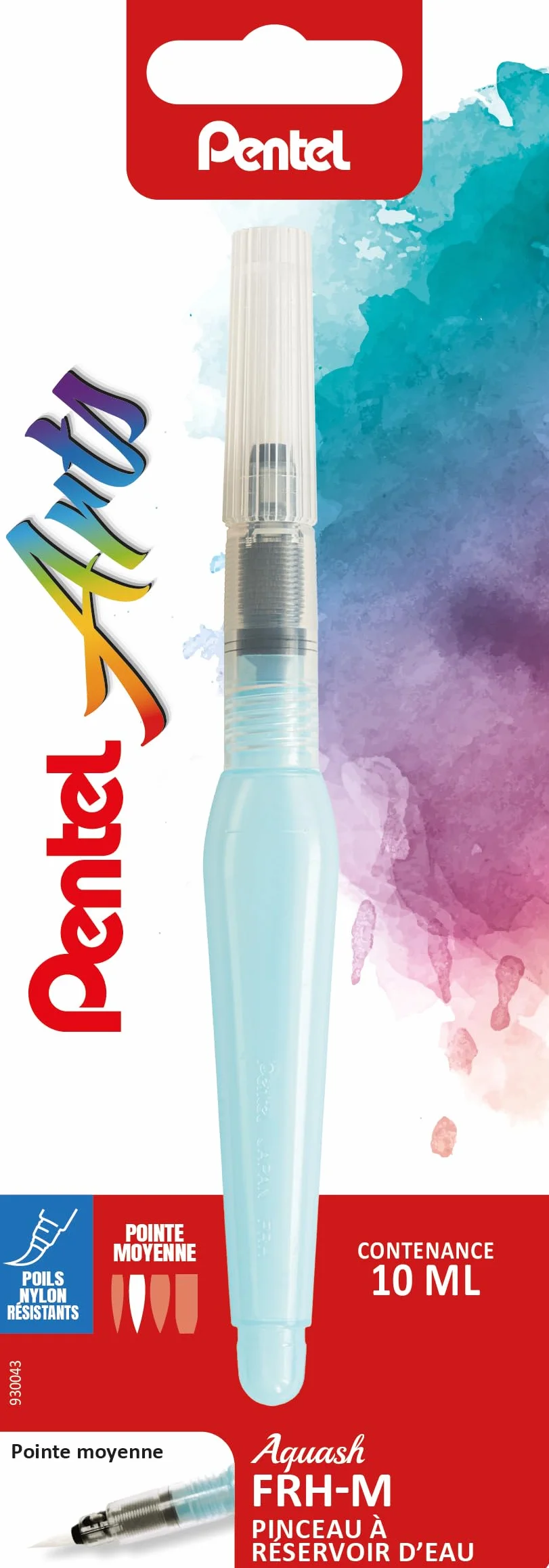 Pentel FRH-M Aquash Brush Pinceau à réserve d'eau 10 ml pointe moyenne poils synthétiques
