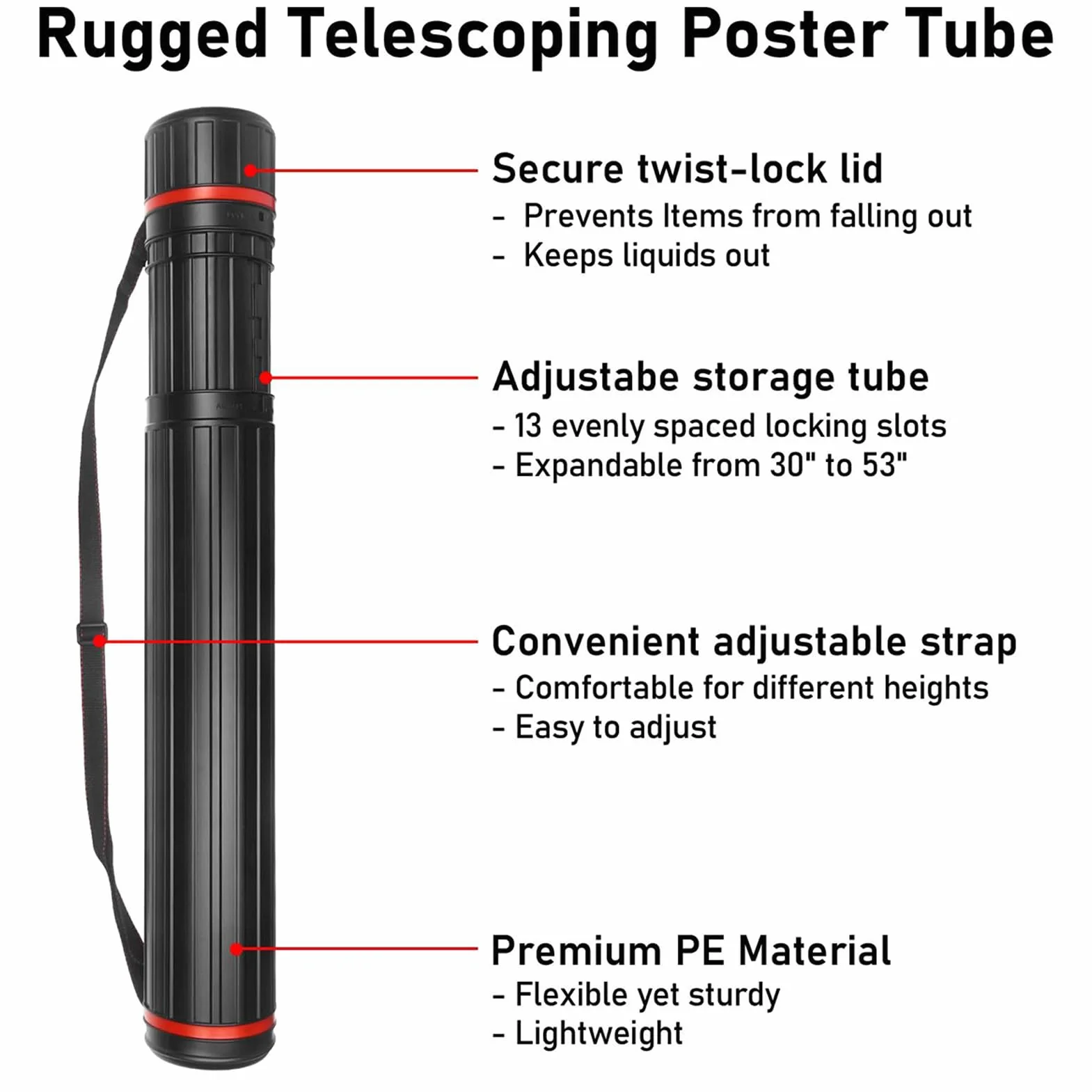 Support Télescopique Pour Affiche D'art, Tube Extensible Avec Sangle, Tube De Transport D'art