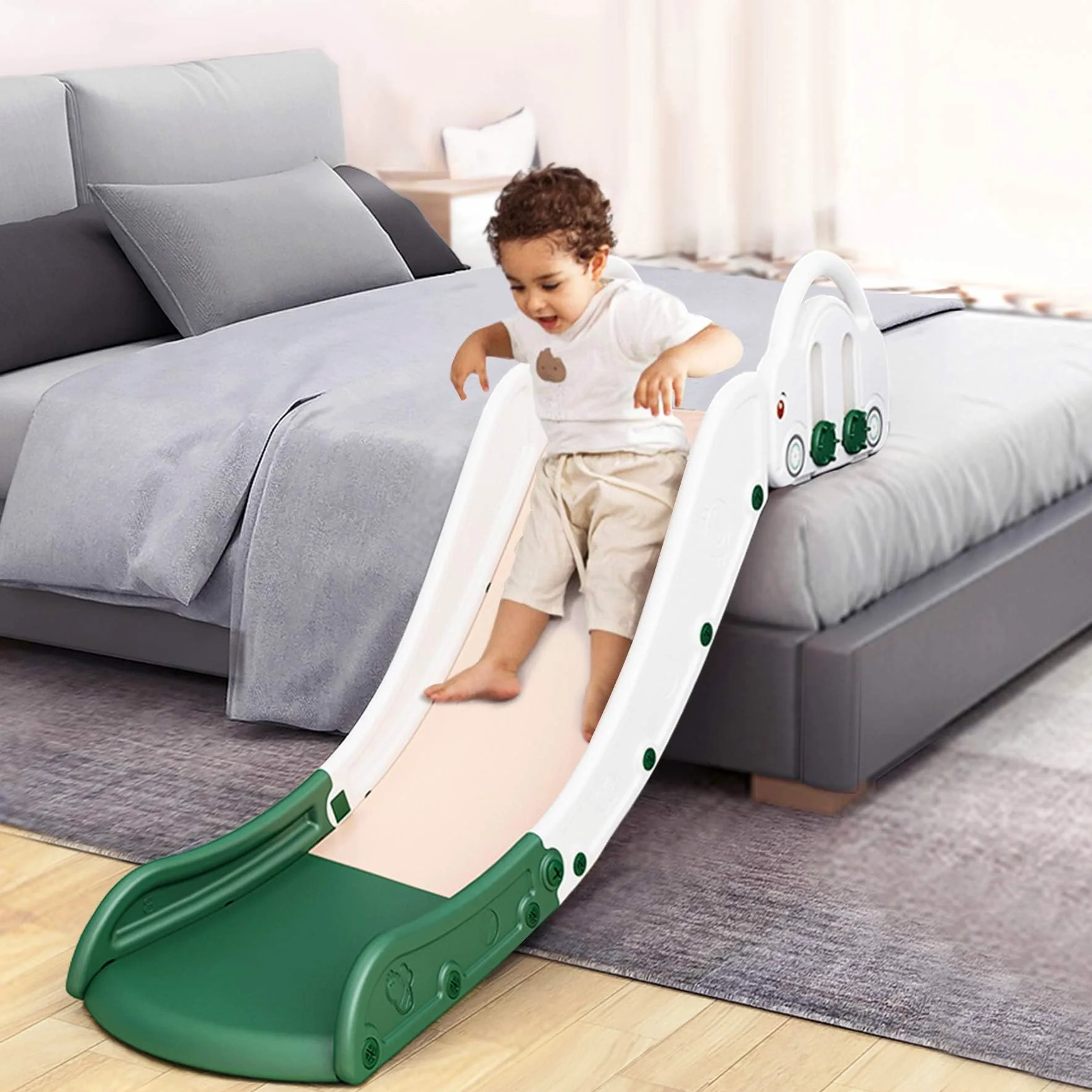 Toboggan d'intérieur pour enfant à partir de 1 an, toboggan sans armature, pour chambre d'enfant, petit toboggan pour bébé, toboggan pour bébé pour tout-petit, cadeau d'anniversaire, cadeau de fête
