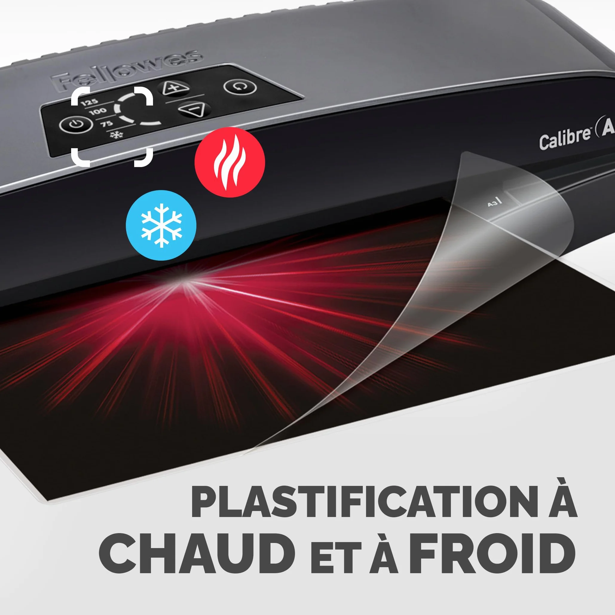 Fellowes Plastifieuse Calibre A3 80 à 125 microns Pack 10 pochettes