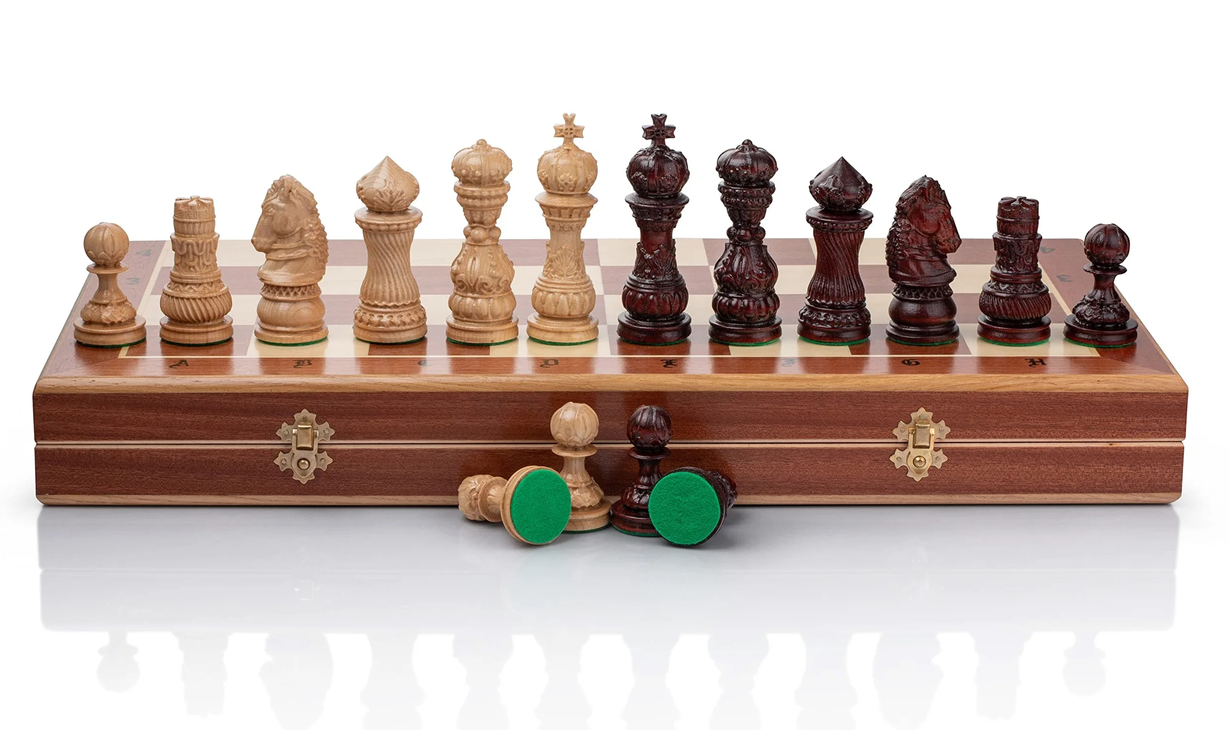 Master of Chess The Crown Jeu d'échecs de Luxe SCULPTÉ À LA Main Chef-d'œuvre | Pièces d'échecs exceptionnelles et échiquier Professionnel incrusté
