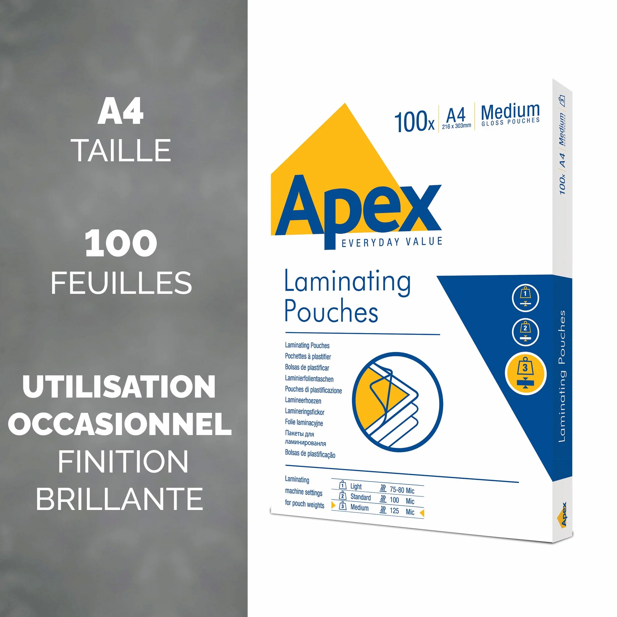 Fellowes Apex Pochettes de plastification A4 100 pièces