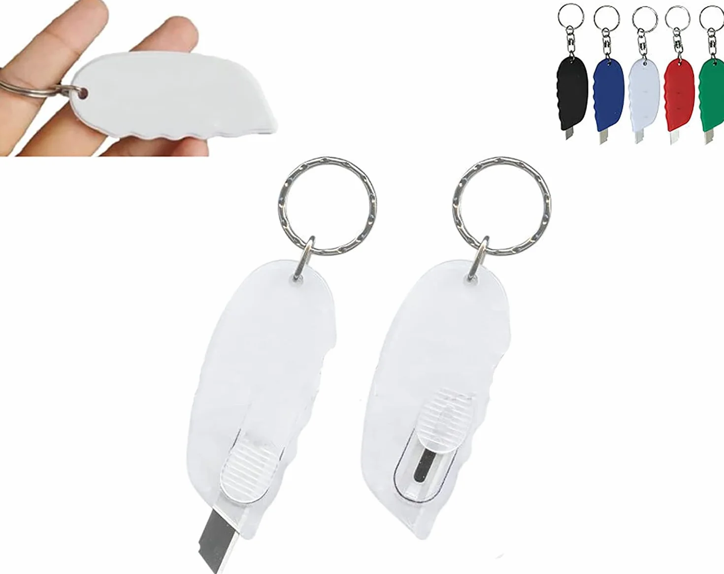 Mini Ouvre-Boîte Rétractable 5 Pièces Coupe-Courrier avec Lame de Sécurité Porte-Clés