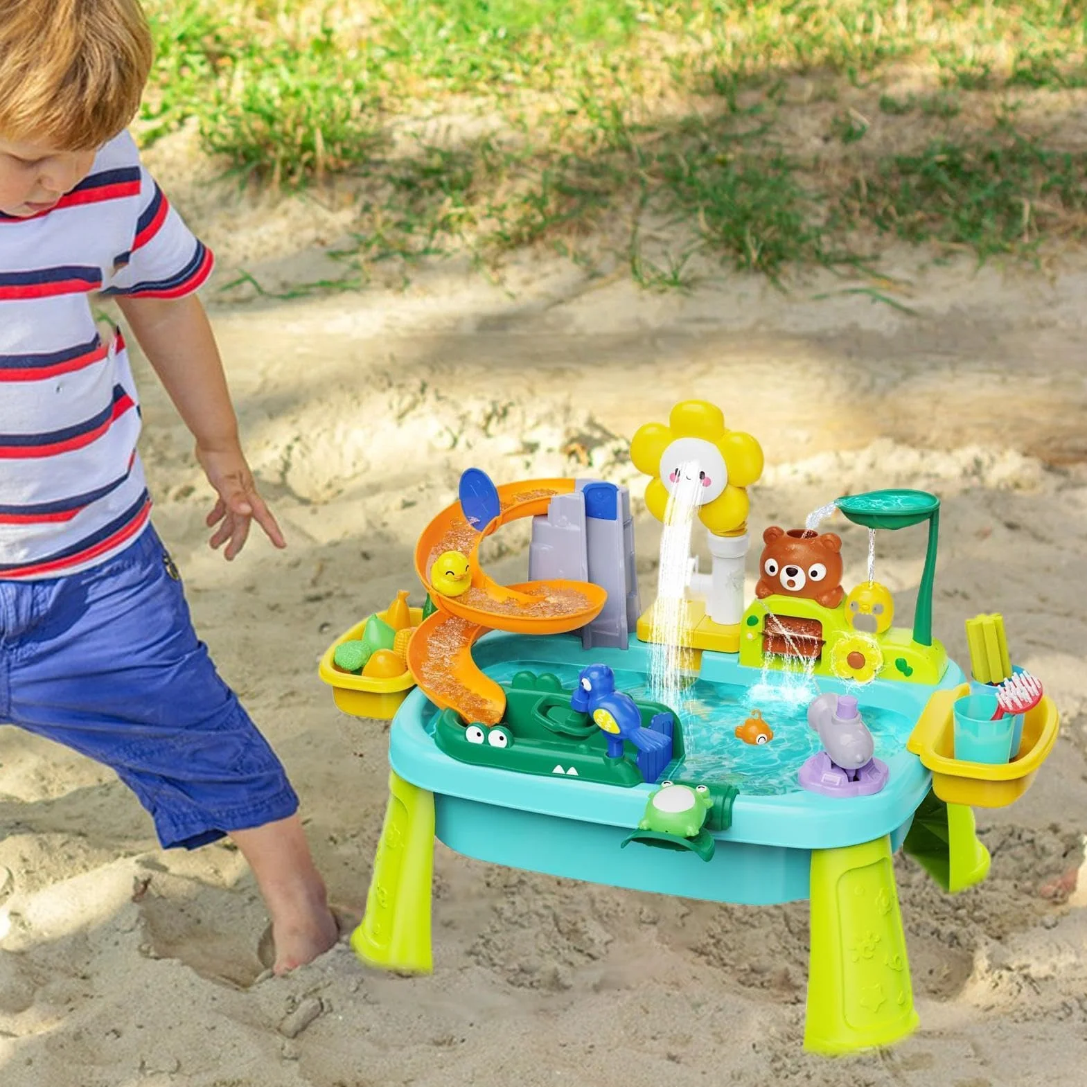 Table de jeux sensorielle pour tout-petits - Jeu d'extérieur avec aimants | Centre d'activités interactif anti-éclaboussures